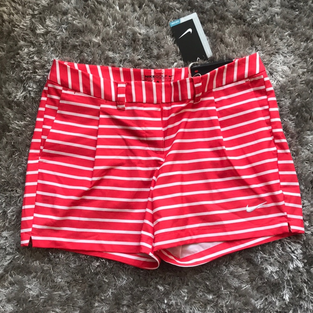 Nike red/white golf shorts. Size 4.  NWT